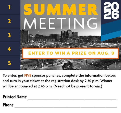 2026 KEC Summer Meeting Sponsorship punch card
